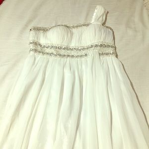1 Strap Long White Prom Dress